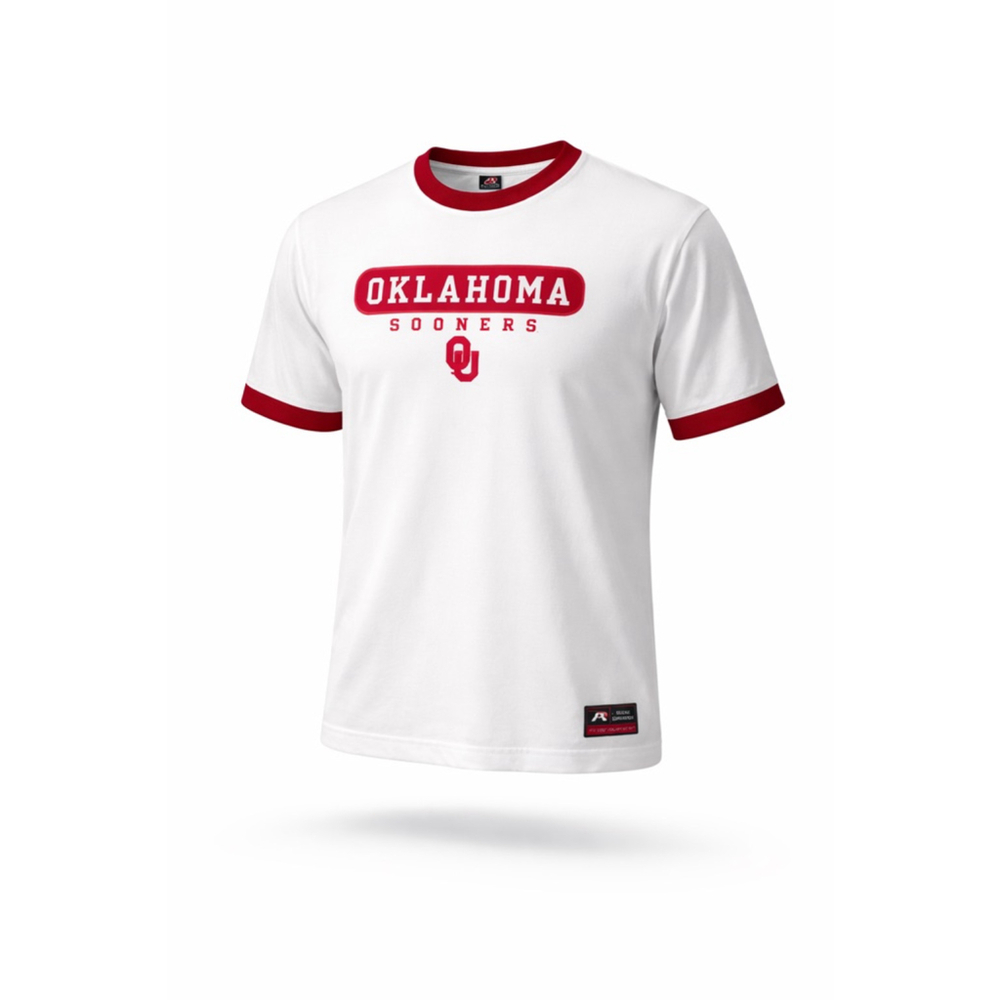 Vintage 90s Oklahoma Sooners Ringer T Shirt Sz XL Pro Player NCAA White/Red - Picture 1 of 8